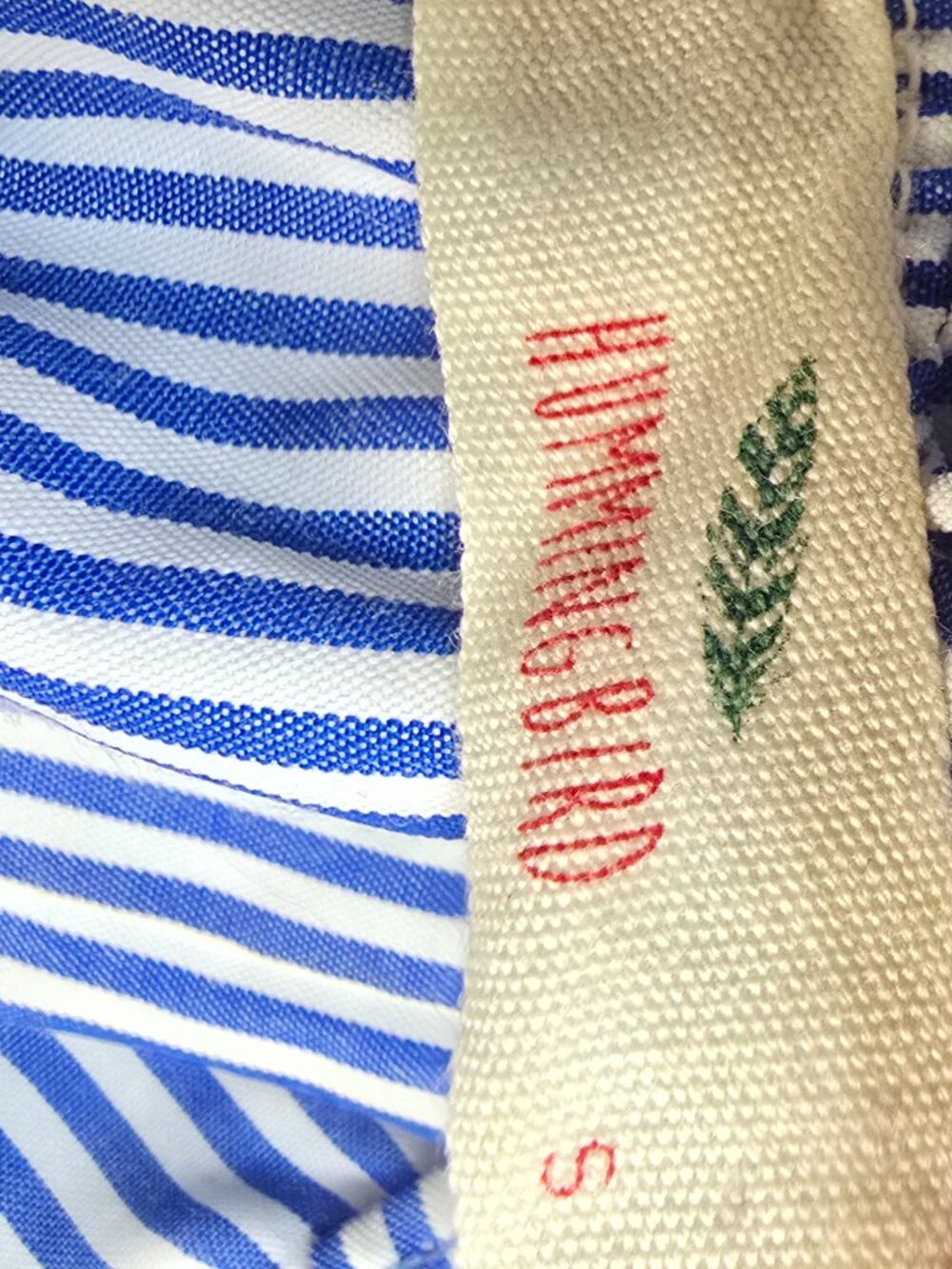 Hummingbird Blue Striped Romper With Embroidered Pineapple Print - Picture 6 of 7